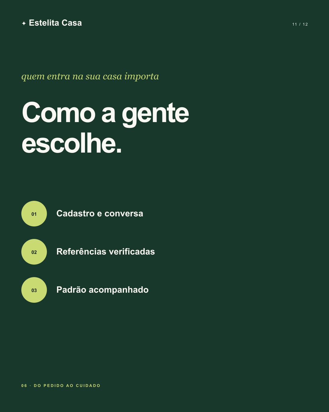 Do pedido ao cuidado, tela 1